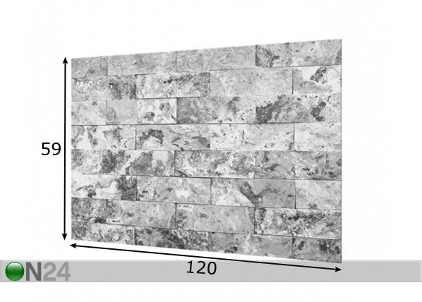 Fotoklaas, köögi tagasein Stone Wall Natural Marble Grey 59x120 cm