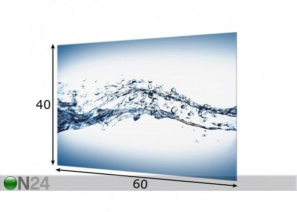 Fotoklaas, köögi tagasein Water Splash 40x60 cm mõõdud