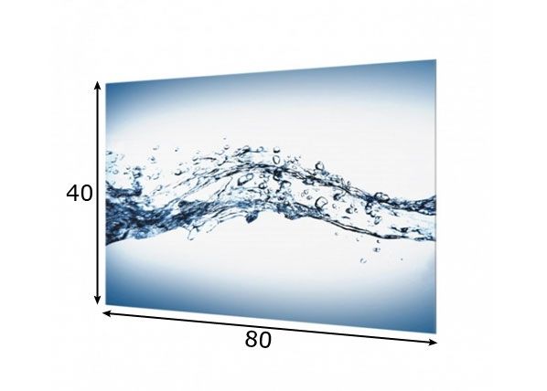 Fotoklaas, köögi tagasein Water Splash 40x80 cm mõõdud