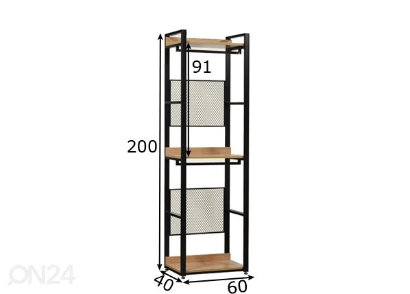 Garderoobisüsteem (3 riiulit+2 toru) 60x200 cm mõõdud