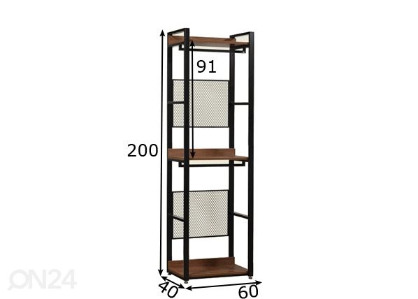 Garderoobisüsteem (3 riiulit+2 toru) 60x200 cm mõõdud