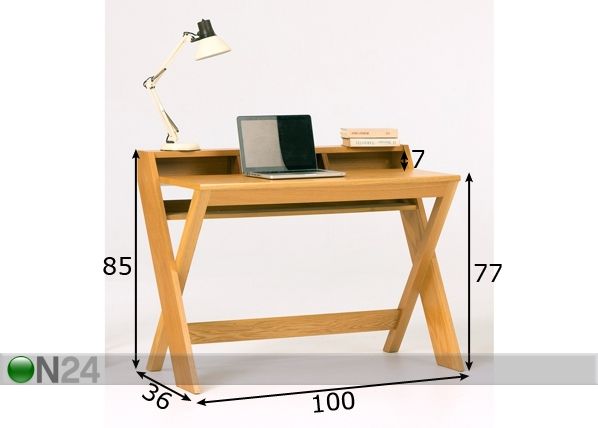 Kirjutuslaud Ravenscroft Desk Compact Oak mõõdud