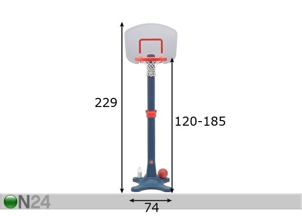 Korvpallilaud reguleeritava jalaga Step2 mõõdud