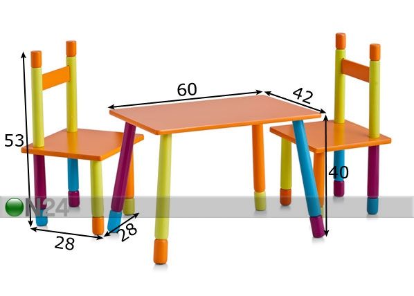 Lastelaud ja toolid Color mõõdud