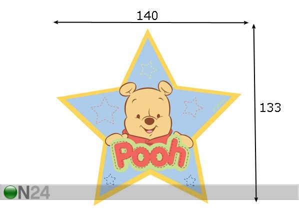 Lastevaip Baby Pooh 133x140cm mõõdud