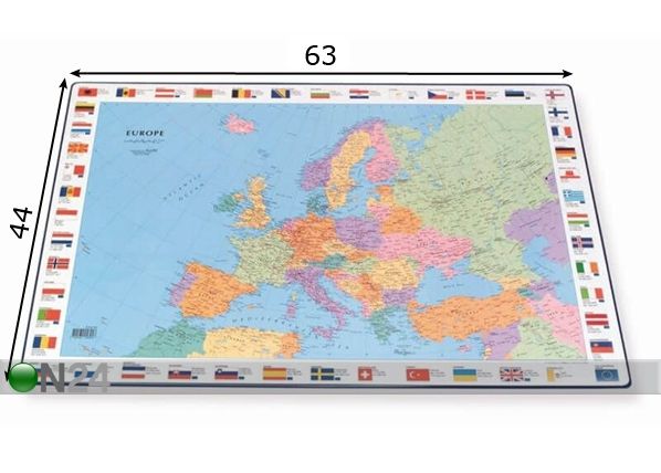 Lauamatt Euroopa kaart 44x63 cm mõõdud