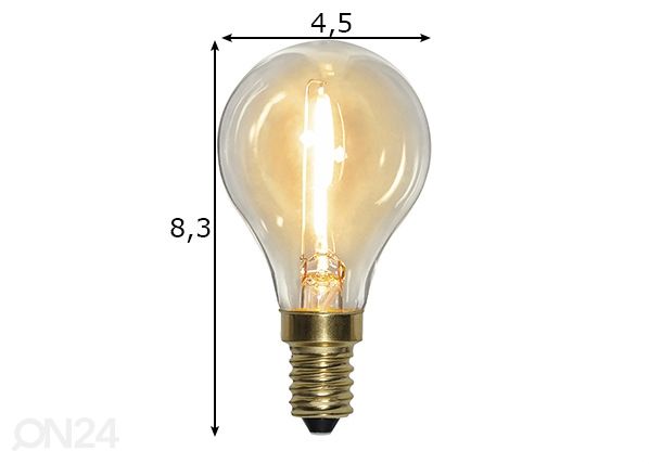 LED elektripirn E14 0,8 W mõõdud