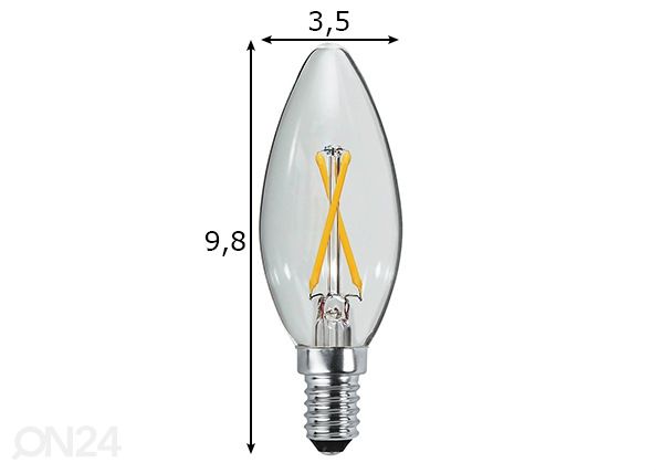 LED elektripirn E14 2,3 W mõõdud