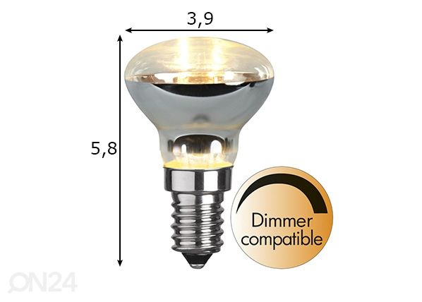 LED elektripirn E14 2,8 W mõõdud