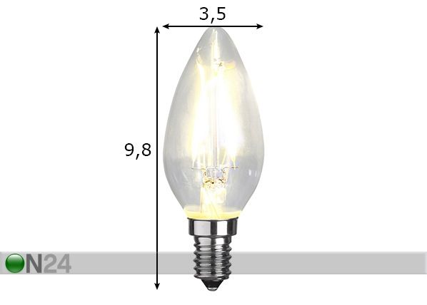LED elektripirn E14 2 W mõõdud