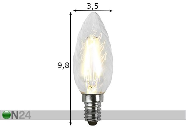 LED elektripirn E14 2 W mõõdud