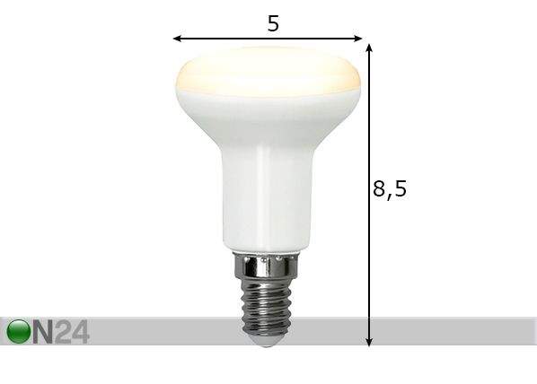 LED elektripirn E14 5,3 W mõõdud
