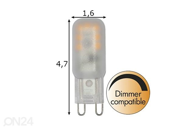 LED elektripirn G9 1,8 W mõõdud