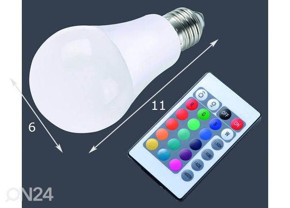 LED elektripirn „valge+värviline“ + pult, 3tk komplektis mõõdud
