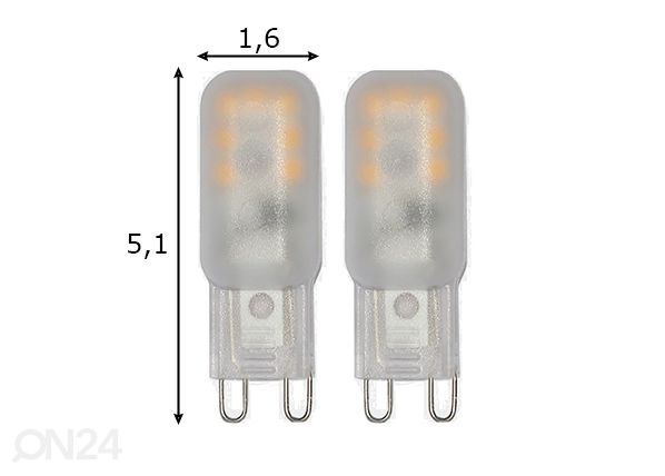 LED elektripirnid 2 tk G9, 1.5W mõõdud