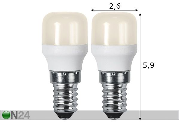 LED elektripirnid E14 1,5 W 2 tk mõõdud