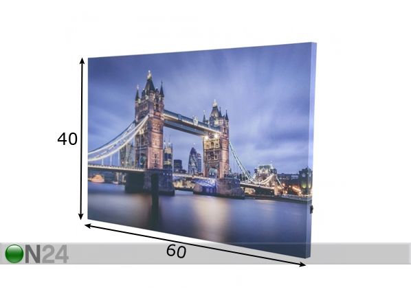LED pilt Art Tower Bridge 60x40 cm mõõdud