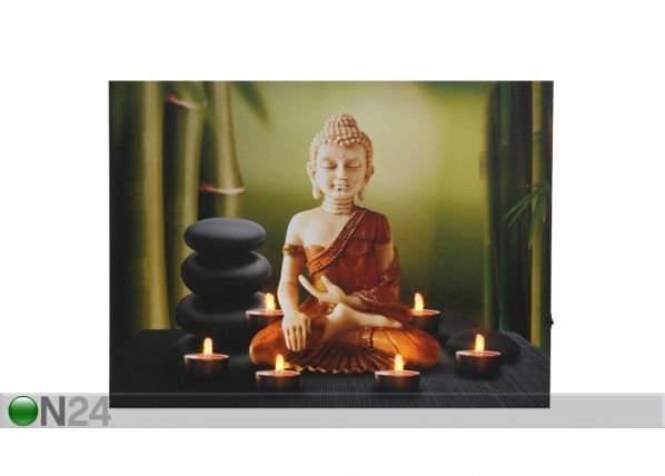 LED pilt Buddha & Tealights 50x70 cm