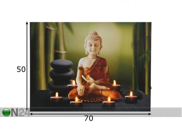 LED pilt Buddha & Tealights 50x70 cm mõõdud