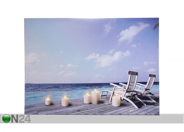 LED pilt Candles & Beach 30x40 cm