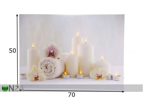 LED pilt Candles & Towels 50x70 cm mõõdud
