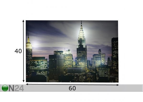 LED pilt Empire State Building 60x40 cm mõõdud