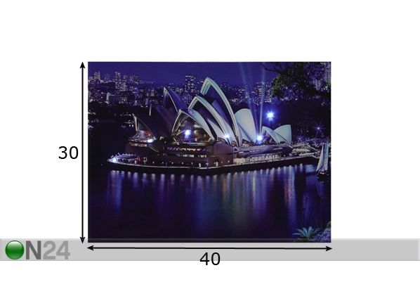 LED pilt Sydney 40x30 cm mõõdud