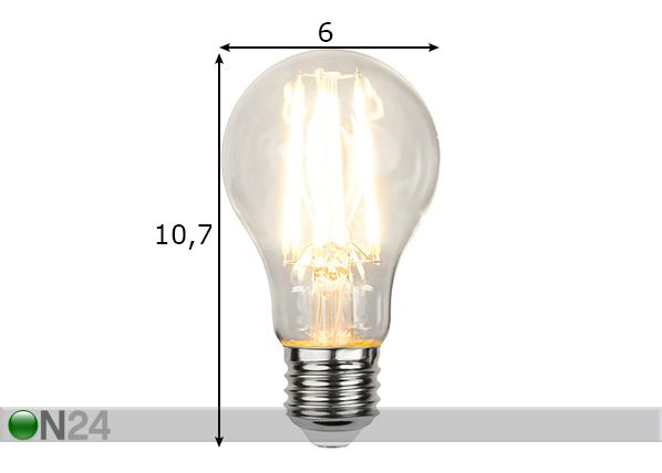 LED pirn E27 7,5 W mõõdud