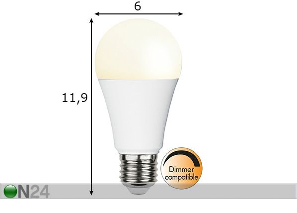LED pirn E27 9,5 W mõõdud