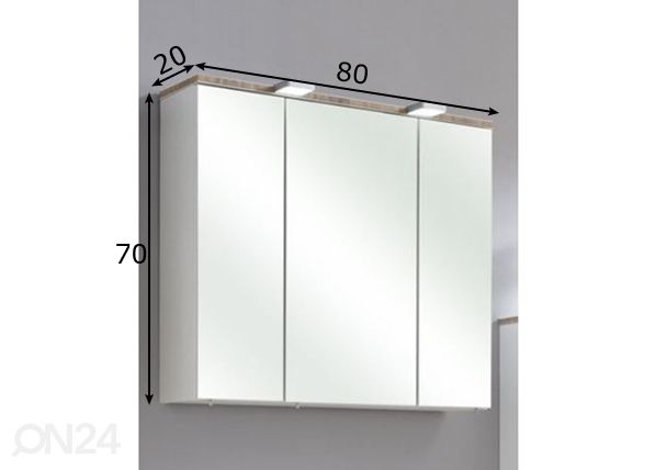 LED-valgustusega peegelkapp 34, 80cm mõõdud