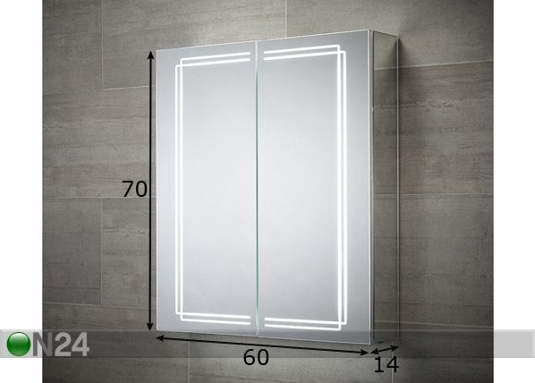 LED valgustusega peegelkapp Harlow 70x60 cm mõõdud