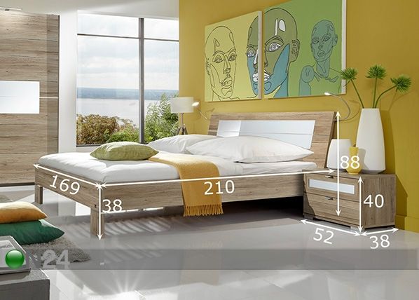 Magamistoakomplekt Pleasure 2 öökappi + voodi 160x200 cm mõõdud