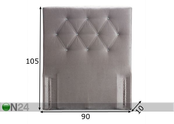 Mööblikangaga kaetud voodipeats Harlekin klaasnööpidega 90x105x10 cm mõõdud