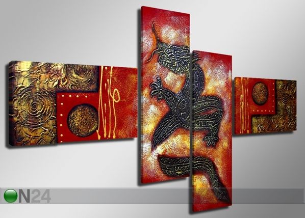 Neljaosaline seinapilt Punane draakon