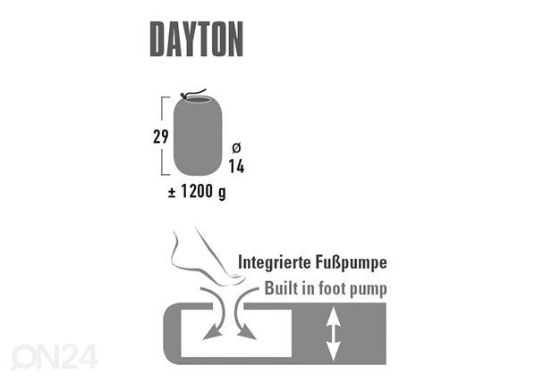 Õhkmadrats integreeritud pumbaga High Peak Dayton 183x51x7,5 cm, tumehall mõõdud