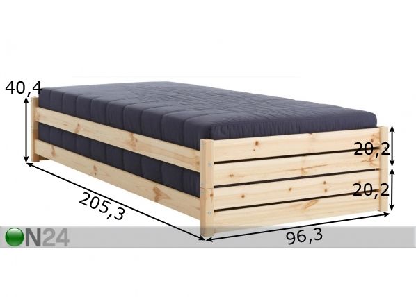 Peale tõstetavad voodid 90x200 cm, 2 tk mõõdud