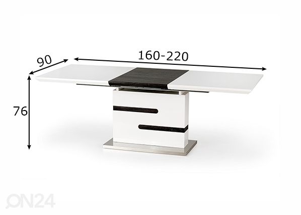 Pikendatav söögilaud 160-220x90 cm mõõdud