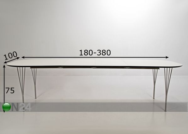 Pikendatav söögilaud Pippolo 100x180-380 cm mõõdud