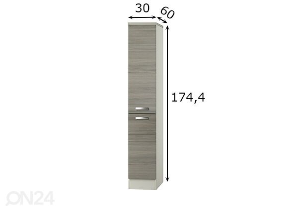 Poolkõrge väljatõmmatav köögikapp Vigo 30 cm mõõdud