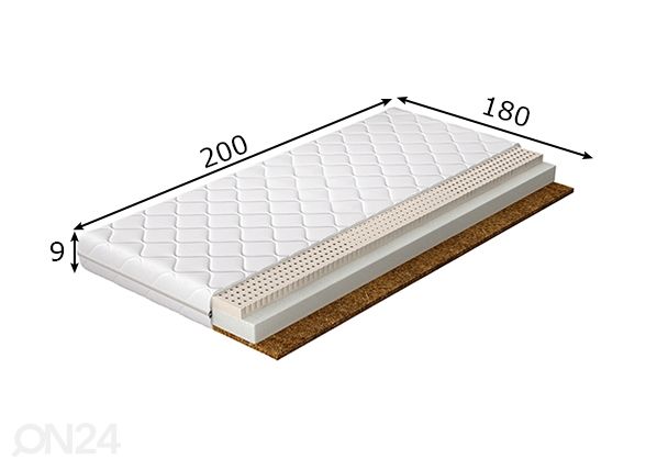 Poroloonmadrats Mokka 180x200 cm mõõdud