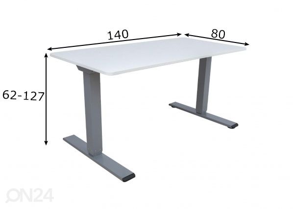 Reguleeritav laud Ergo Optimal 140x80 cm, 2 mootorit mõõdud