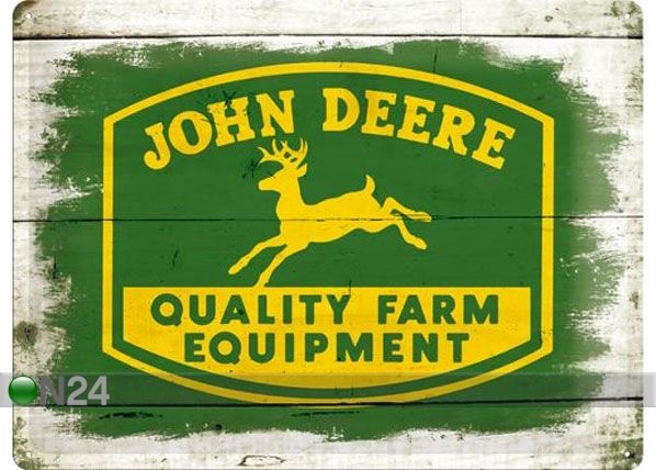 Retro metallposter John Deere Quality Farm Equipment logo 30x40cm