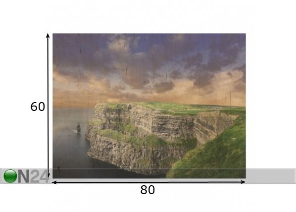 Seinapilt puidul Cliffs of Moher 80x60 cm mõõdud