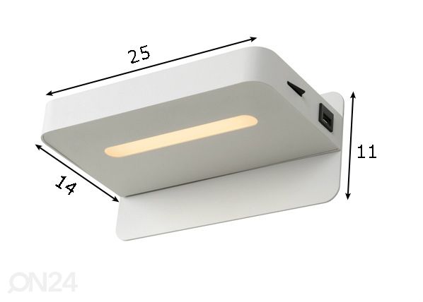 Seinavalgusti Atkin LED + USB port mõõdud