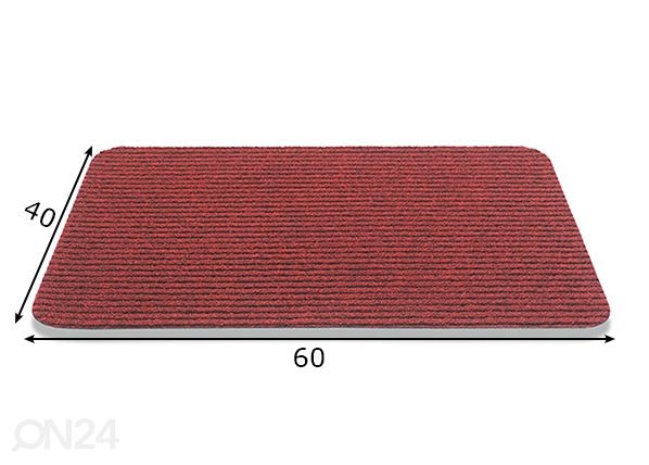 Uksematt Renox 40x60 cm, punane mõõdud