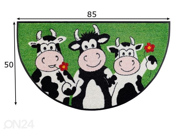 Uksematt Round Cow Trio 50x85 cm mõõdud