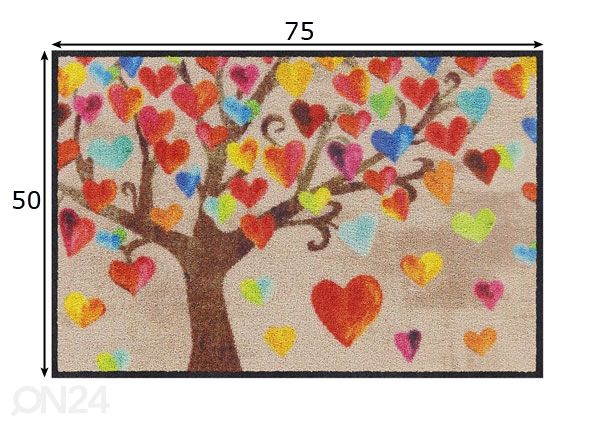 Uksematt Tree of Love 50x75 cm mõõdud