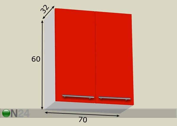 Ülemine köögikapp 70 cm mõõdud