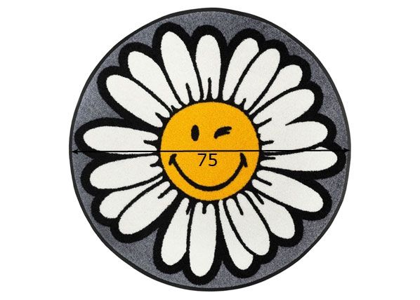 Ümmargune vaip Smiley Daisy Flower Ø 75 cm mõõdud