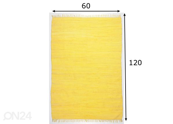 Vaip Happy Cotton 60x120cm, kollane mõõdud